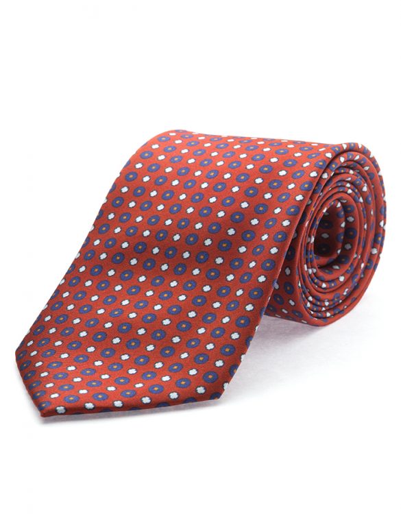 Corbata lunares granate doblada